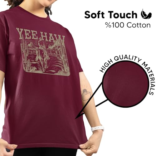 Yee Haw Western Graphic T-Shirt – Vintage Country Rodeo Tee for Men & Women – Cowboy Cowgirl Horse Desert Style Top2