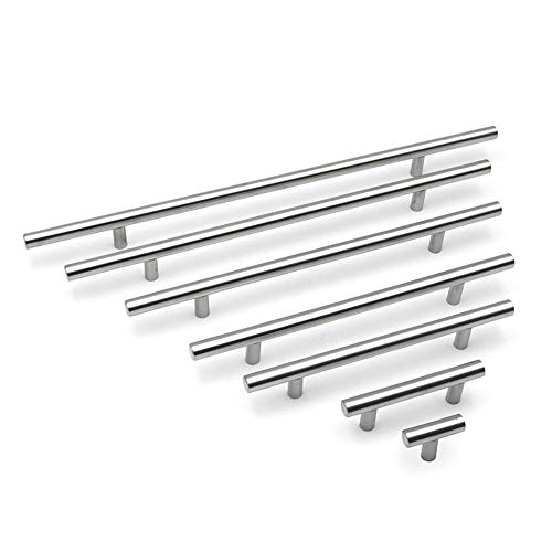 BOZONLI 6 × Inoxidable Tiradores para Cajones, Tiradores Armarios en Forma de Barra, Tipo Europeo, Plata, 50mm Solo Agujero