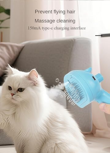 Image of Cat Steam Brush for Indoor Cats - Gentle Cat Hair Brush with Steam Mist, Self-Cleaning Feature, and Quiet Massage Function - Perfect for Shedding, Tangles, and Grooming | Steam Brush for Cats