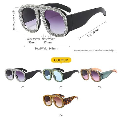 willochra Oversized Bling Rhinestone Pilot Sunglasses for Women Men Fashion Shield One-Piece Sun Glasses Thick leg Goggles3