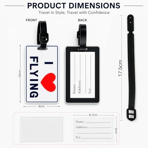 Image of Storite Pack of 2 Luggage Tags with Black Silicon Strap (White & Red)