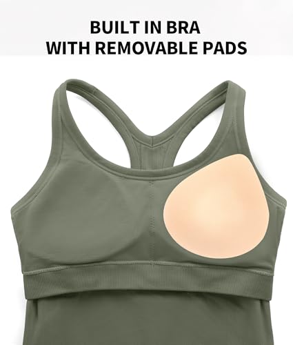 Image of ATTRACO Ribflex Ribbed Workout Crop Tops with Built in Bra for Women Yoga Racerback Tank Top Slim Fit