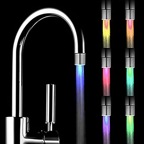 melupa Kitchen Sink LED Light Faucet Romantic 7 Color Change Tap Water Glow Water Stream Shower LED Faucet Taps Bathroom Stream Shower LED Faucet Lights (A) Cover
