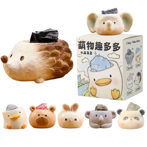 BONTOUJOUR Surprise Box Figures Diamond Crystal Animals Friends Cup, Mystery Bag Random Design Action Figurine Collectible Home Desk Car Decoration, Birthday Christmas New Year Gift-Whole Set (6 Box)