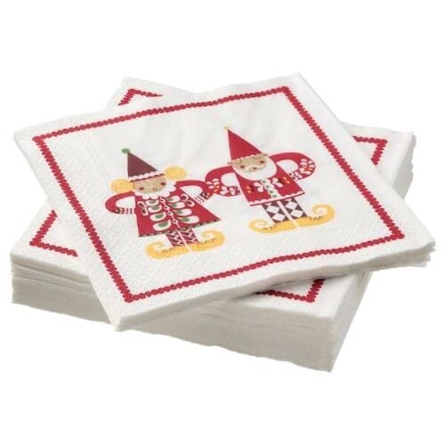 Serviettes Paper Napkins Christmas Recyclable Tableware Tissue 3-Ply 33x33cm (Santa Claus, 30)