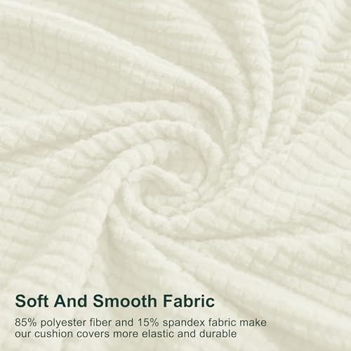 Image of Chunyi Jacquard Polyester Spandex Cushion Slipcover (Chair Cushion, Ivory White)