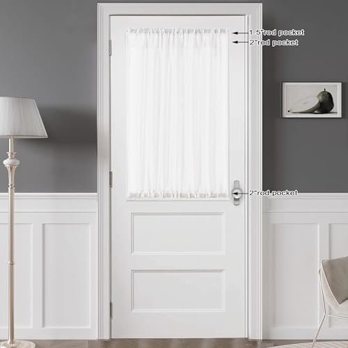 Image of Chyhomenyc White Sheer Curtains 36 inch Length 2 Panels Set, Light Filtering Voile Rod Pocket Short Window Curtians for Bathroom Living Room Farmhouse Small Windows, Each 42Wx36L in, 2PCS, White