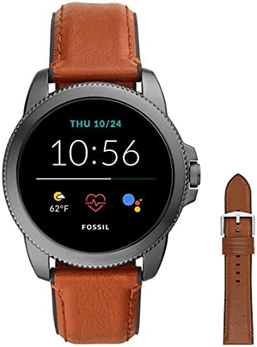 Fossil Connected Smartwatch Gen 5E para Hombre con tecnología Wear OS de  Google, frecuencia cardíaca, Cuero Marrón/Silicona Negro + Correa de Piel  Marrón Claro y Silicona - PREYCA