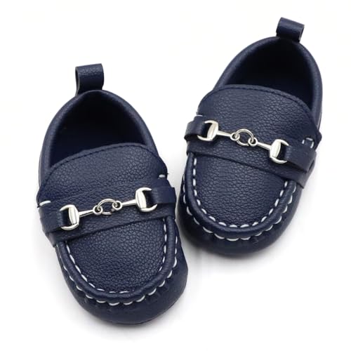 RABEISIR Baby Boys Delightful Solid Color Slip-On Loafers - Ultra-Comfortable, Lightweight, Non-Slip Baby Shoes (Navy Blue, Infant, 12 Months, Age Range, US Footwear Size System, 18 Months, Medium)