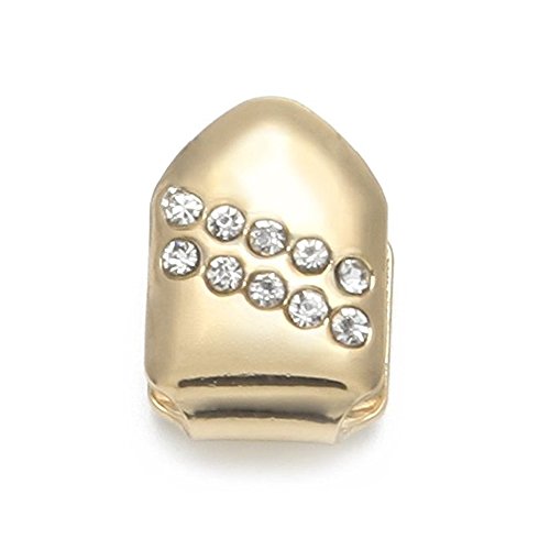 The Bling Factory 14k Yellow Gold Plated White Cubic Zirconia Single Tooth Cap Grill