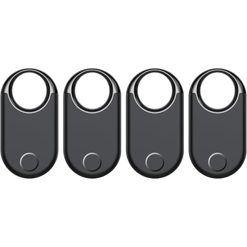 Image of Air Tracker Tags 4 Pack, Black - Bluetooth 5.3 Tracker and Item Finder Work with Apple Find My (iOS /iPadOS /MacOS Only), Locate Keys /Luggage /Backpack and More, Replaceable CR2032 Coin Battery