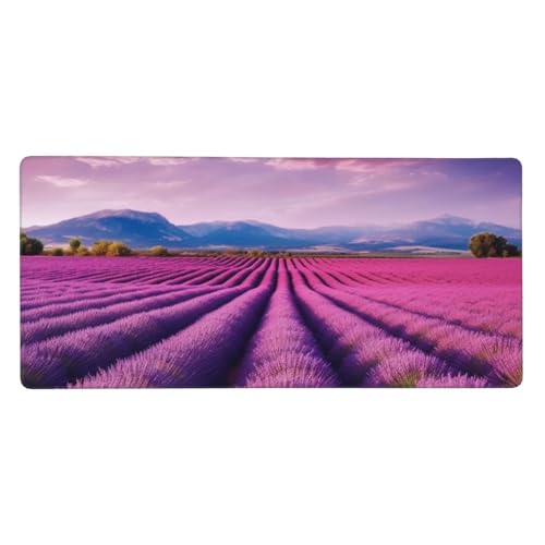 Tapis de souris XXL 80x40 lavande tapis de bureau étendu antidérapant pour ordinateur