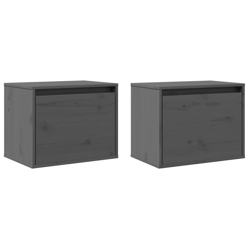 Juego de 2 estanterías de pared de 45 x 30 x 35 cm, madera maciza de pino gris, con capacidad de carga de 60 kg, diseño moderno y duradero, estantería para salón, pasillo, dormitorio, cocina