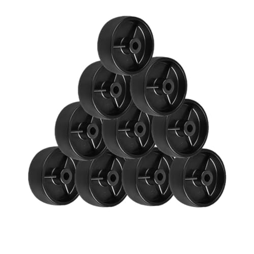 Roulettes 2 pouces noir PP en plastique léger avec trou de 6 mm