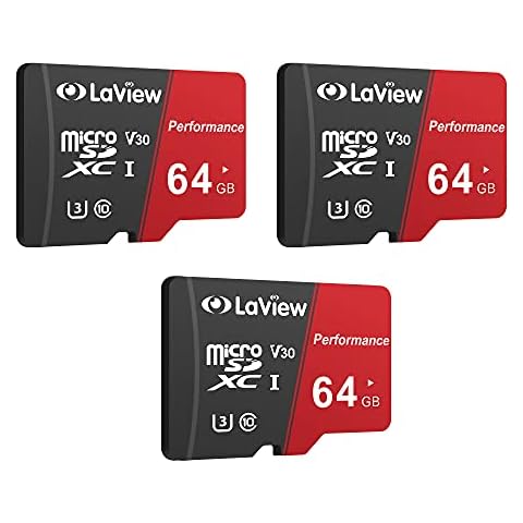LaView 64GBx3 Micro SD Card, Micro SDXC UHS-I Memory Card - 95MB/s,633X,U3,C10, Full HD Video V30, A1, FAT32, High Speed Flash TF Card P500 for Phone/Tablet/PC/Computer with Adapter Cover