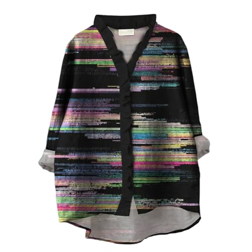 Womens Shirts Plus Size Button Ruffled V Neck Tops Vintage Boho Trendy Blouses Loose Casual Long Sleeve Summer Tees
