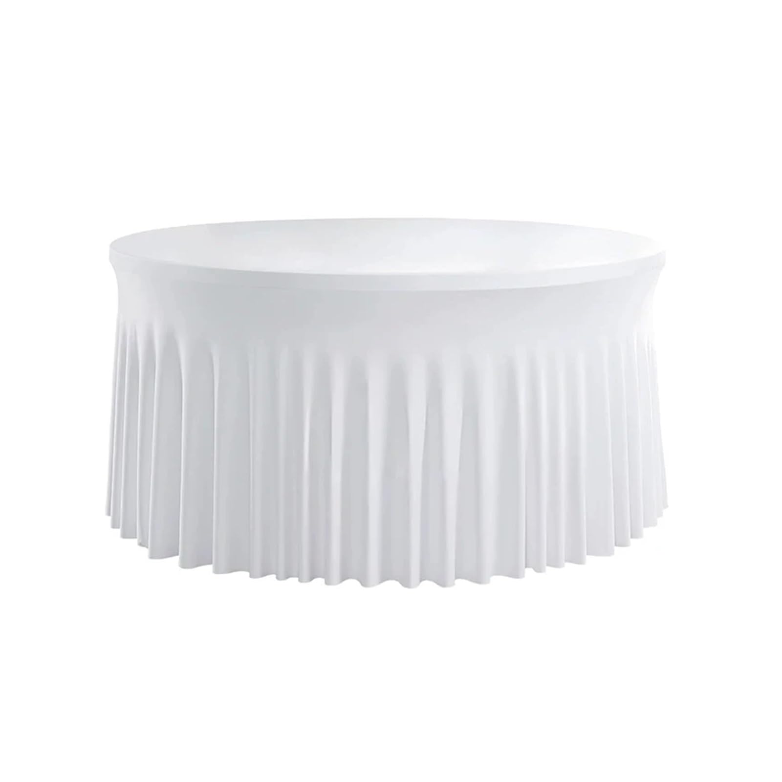 XUCZHAI Pleated Wave Spandex Round Tablecloth Elastic Skirted Cover for Banquet Wedding Stain-Resistant For Banquets, Wedding, Parties(White,6FT 183.0CM ROUND)