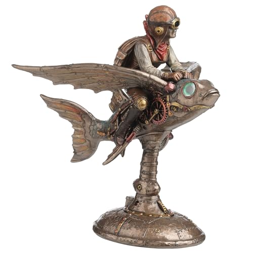 Escultura Veronese Steampunk Pez Volador 8.5 pulg miniatura 4