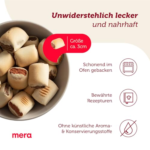 MERA Bakery Meaty Rolls Mix (1kg), Hundeleckerli für Training oder als Snack, Leckereien für Hunde aus natürlichen Zutaten, schonend gebackene Hundekekse