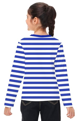 Image of Remimi Kids Striped Shirts Long Sleeve Boys Girls Crew Neck Holiday Tshirts 3-14 Years
