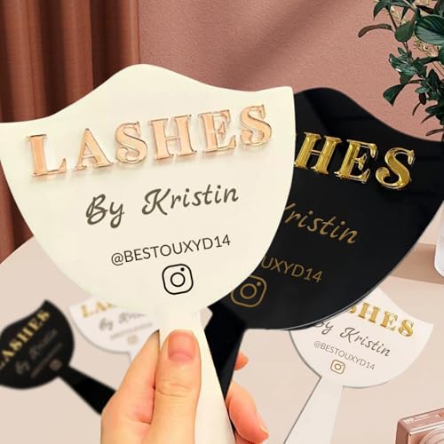 OPLOJUEAEW Personalized Lash Mirror Custom Eyelash Photo Prop Personalised Acrylic Handheld Lash Mirror with Name Gift for Beauty Girls Technician (Color01)