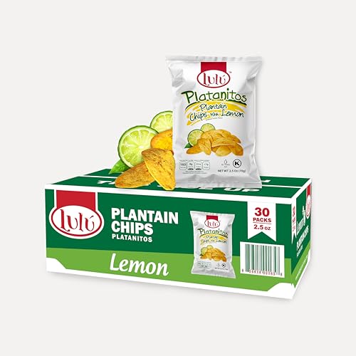 Image of Lulu Lemon Plantain Chips | 30 Pack Snack | 2.5 oz Plantain Chips Individual Bags | Artisan-Crafted | All-Natural Ingredients | Unique Lemon Crunch