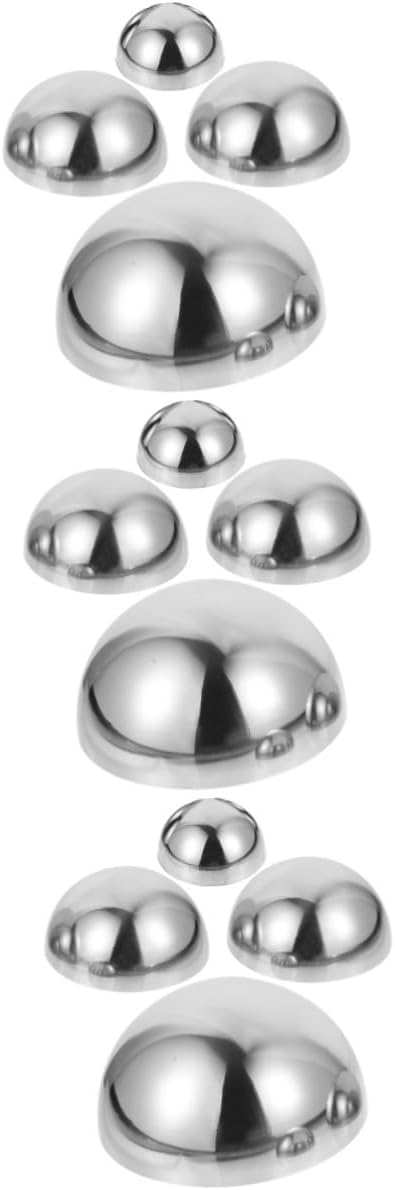 DULAI 12 Pcs Garden Reflector Stainless Steel Hollow Ball Gazing Balls Glass Balls Hollow Hemisphere Garden Gazing Spheres Polished Ornament Sphere Mirror Hollow Ball Mold Semi-Outdoor