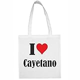 Reifen-Markt I Love Cayetano - Bolsa de la compra (38 x 42 cm), color negro o blanco, Blanco, 38x42cm
