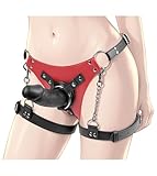 20 cm Strap-On Umschnall Dildo mit Ledergeschirr für Frauen, Realistischer Dildo mit starkem Saugnapf, BDSM-Fesseln Verstellbares Sexspielzeug für Paare, Männer und Lesben (Pegging-Spiel) /rot