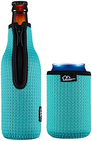 WK IEASON Beer Bottle Sleeve Insulators 12oz 330ml Standard Beer Bottle Cooler Covers Zip-up Bottle Jacket 12OZ Standard Can Sleeves Coolie Neoprene Insulator Coolers koozies coozies for cans (Blue)