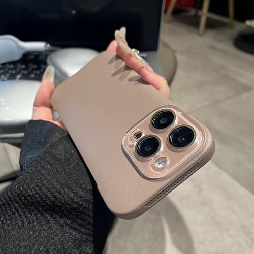 Coque en cuir iPhone 16 Pro Max sans cadre chic avec protection lentille verre