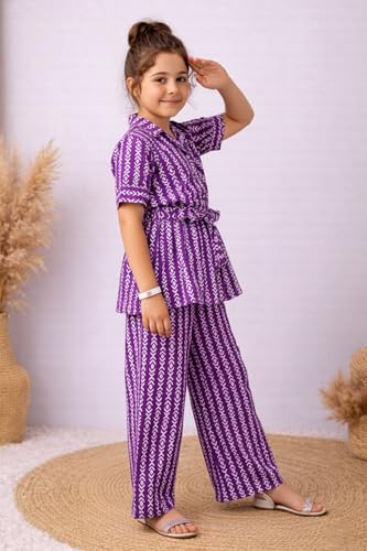 Image of Fashion Dream Girl's Cotton Blend Printed Co-ord Set|Clothing Set|Combo Set|Casual Wear|Coordinate Outfit for Girls|Two-Piece Set