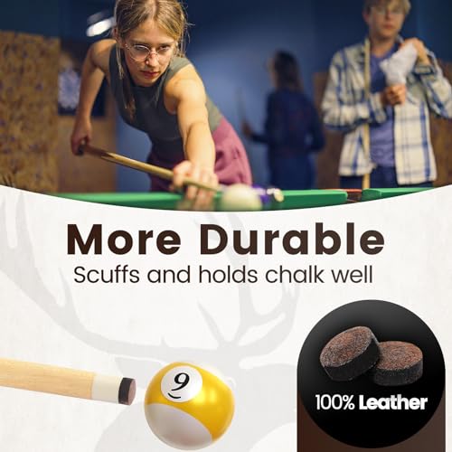 image for SOLROS STUDIO Billiard Pool Cue Tips - 13MM Leather Stick Tips Replace