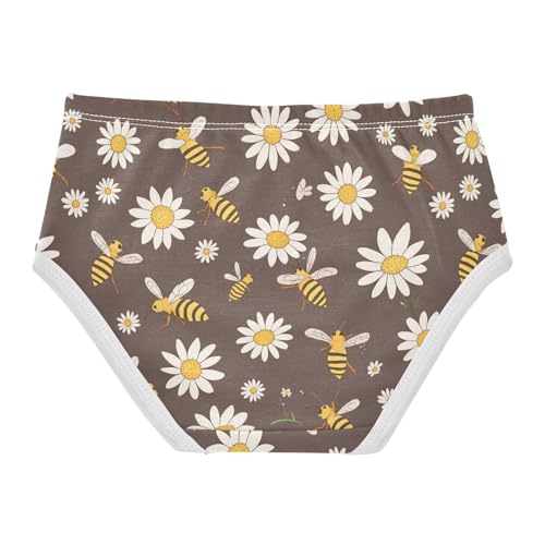 Wusikd Bees Daisies Brown Girls' Underwear Cotton Girls Briefs Soft Toddler Underwear 2T2
