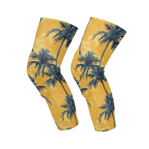 JUNZAN Yellow Tropical Basketball Knee Pads for Youth Kids Wrestling Knee Pads with Sleeves Sport Kneepads for Volleyball Football