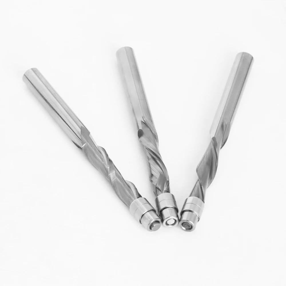 3 uds 6mm 6,35mm vástago rodamiento de carburo sólido guiado dos flautas fresadoras de carpintería(6.35mm Shank 3Pcs)