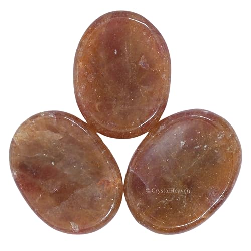 Image of Certified Strawberry Quartz Crystal Thumb Worry Pebbles Stones for Anxiety Stress Relief Massage - AAA Grade Original Healing Gemstone Agate Rubbing Stone for Yoga Meditation Spiritual Reiki Feng Shui