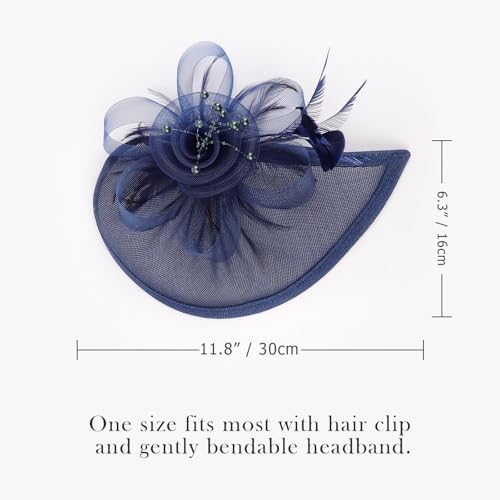 Image of DRESHOW Women Fascinator Hats Tea Party Hat Vintage Pillbox Hat Headband for Cocktail