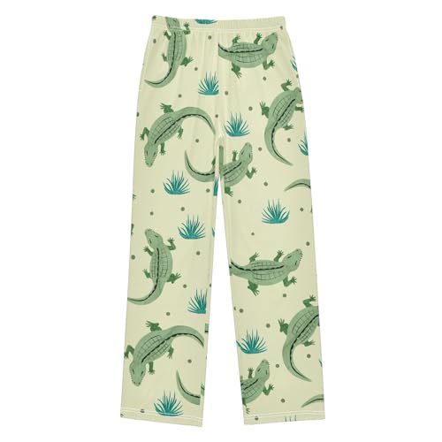Crocodile on The Grassland Boys Long Pants Soft Trousers Elastic Waist Kids Lounge Bottoms with Pockets S-XL