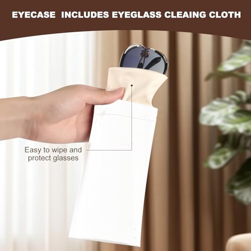 Image of Anikathy 2Pcs Sunglass Eyeglass Glasses Case Soft PU Leather with Cleaning Cloth Portable Glasses Pouch Bag for Men Women