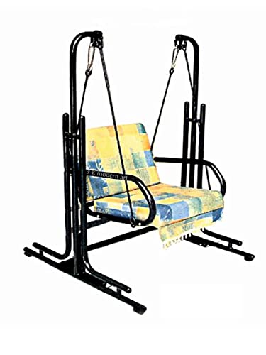 Image of s k modern art Swing with Stand | Jhula for Adults with Cushion for Home /Patio (Single Seater, Black)