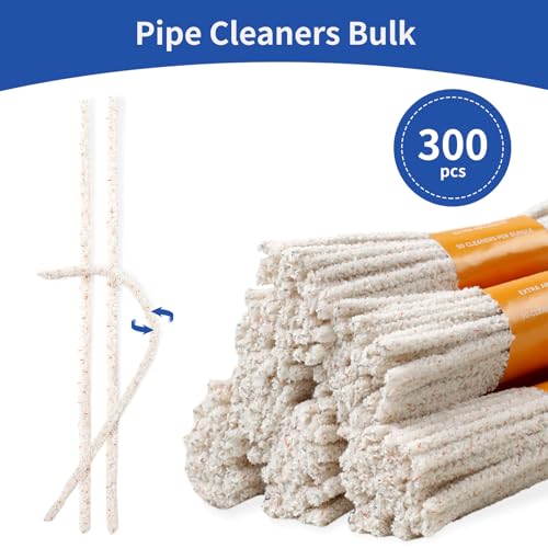 Phinus 300 Pack Pipe Cleaners Pipe, 6-Inch Pipe Cleaners Bulk, Cotton and Plastic Pipe Cleaner, Pipecleaners for Removing Tar & Resin, Pipe Cleaners for Plastic Metal Ceramic Wood Pipe, cream - Image 4