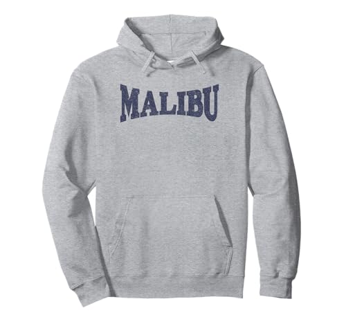 Trendy Malibu Simple Bold Blue Collegiate Text Pullover Hoodie