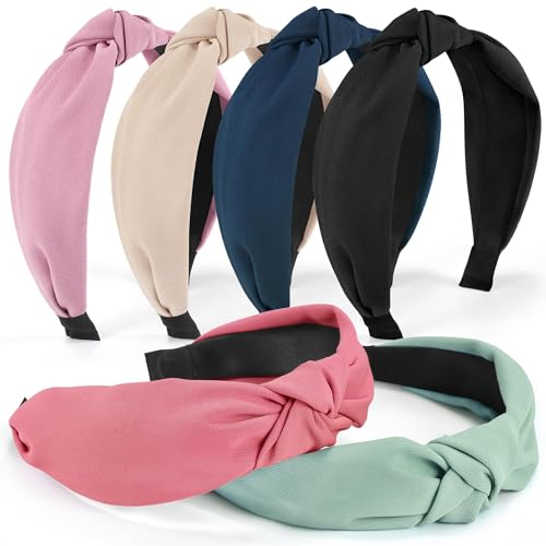 Image of DiyJibb Headbands for Women Girls - 6PCS Stylish Top Knotted Headbands - Knotted Headband for Women - Head Bands Wide Hairband Hair Accessories