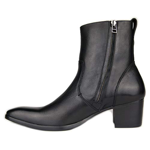 Osstone Dress Boot For Men Leather Chukka Designer Boots Casual Heel Shoes Zipper-Up Vf1088-Black-Us 10 #TOP19