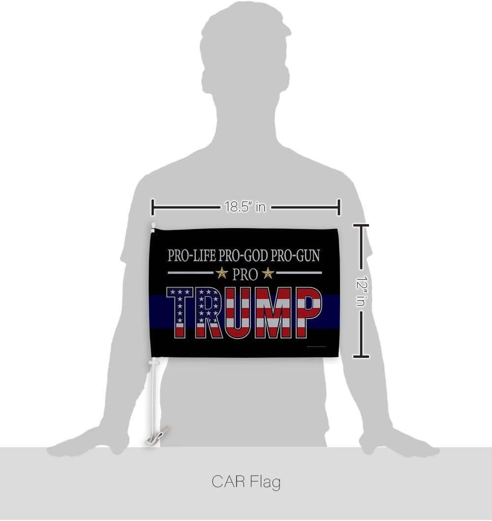 Pro Life Pro God Pro Gun Trump Flag For Car Blue Bandera Para Carros Window Clip Pole Mount Kit Rally Shooting 2024 Poster 47 Auto Decor MAGA Sign Outdoor Decorations Republican Gift Made In USA