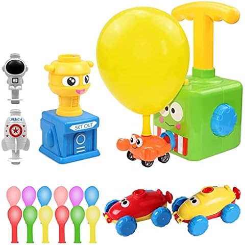 Bcamelys Power Balloon Car Toy for Kids, Balloon Launcher & Powered Car Toy Set, Inertia Balloon Racers Aerodynamic Cars Toys, Preschool Educational Science Toys with Manual Balloon Pump Cover