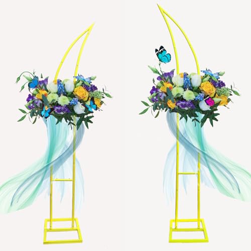 PADTIC Wedding Arch Set - 2 Gold Curved Top Arch Backdrop Stand for Ceremony, Baby Shower, Birthday Party, Anniversary, Graduation Decorations