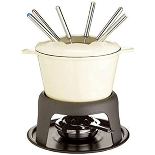 HUIXINLIANG Fondue-Set, Gusseisen-Fondue-Topf und 6 Fondue-Gabeln...