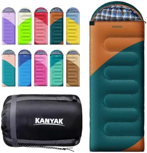 KANYAK Outdoor Rectangular Sleeping Bag, Splicable Sleeping Bag with Anti-snag Zippers, Camping Gear Equipment for Outdoor Lovers